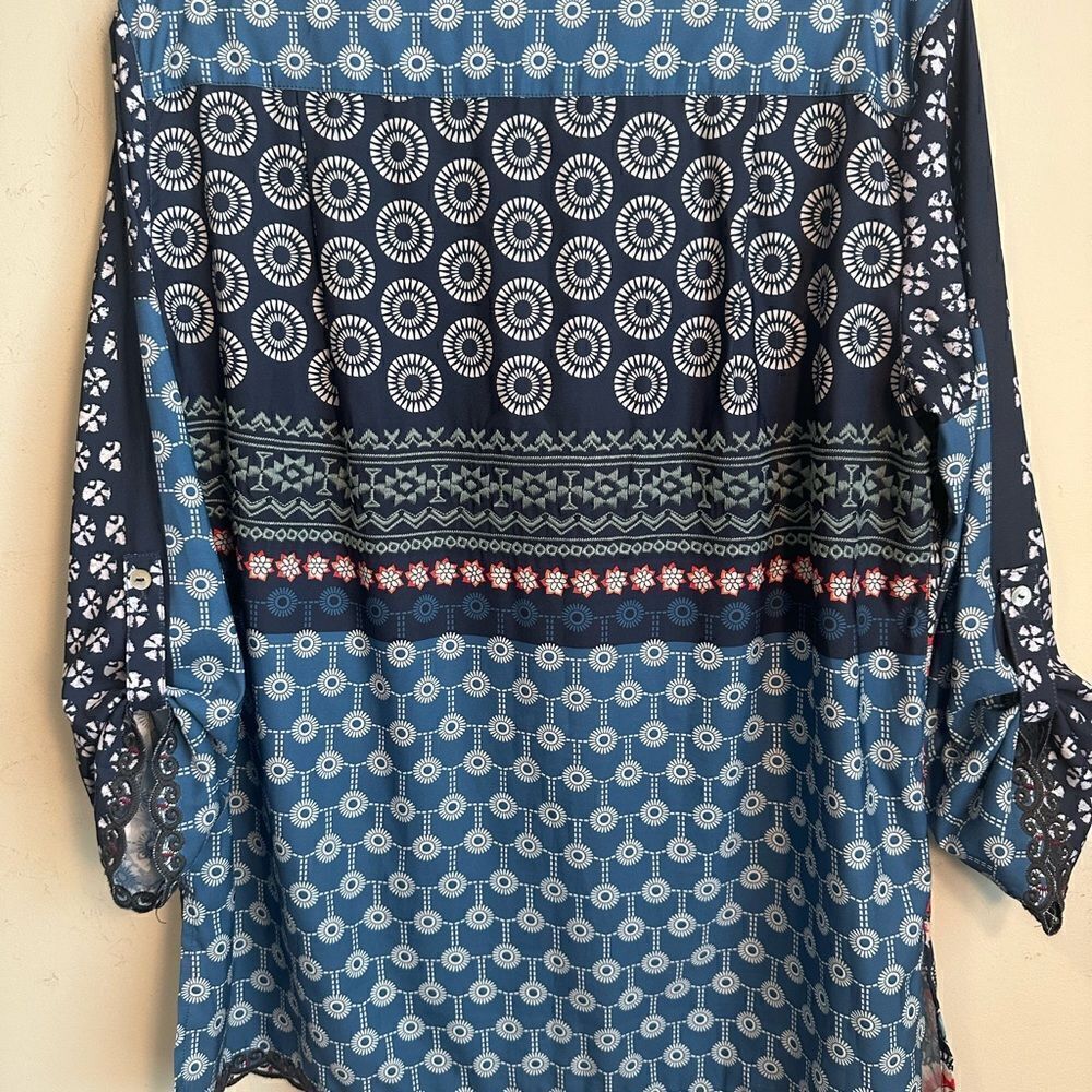 John Mark Mixed Pattern Oversized Tunic Blouse S - image 6